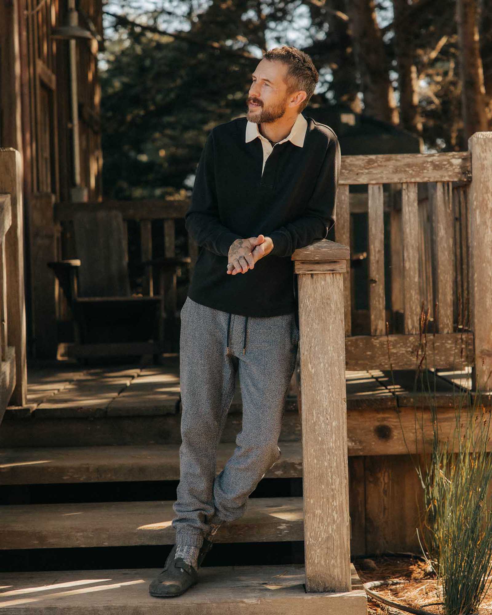 The Apres Pant in Navy Linen Tweed