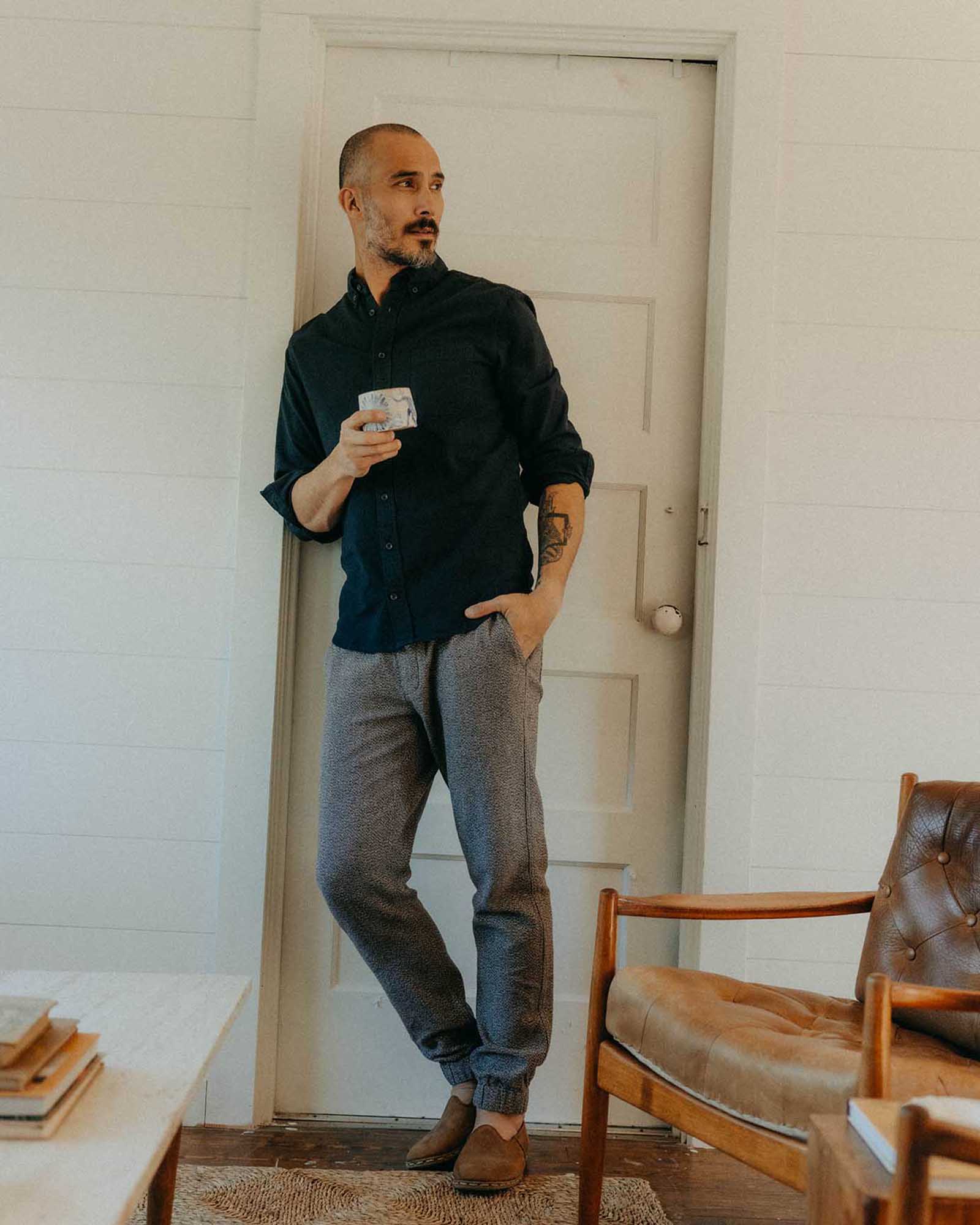 The Apres Pant in Granite Linen Tweed