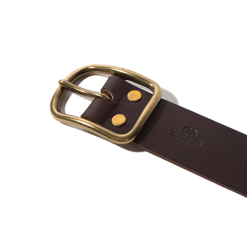 Chocolate Brass Buckle Belt - 1.5
