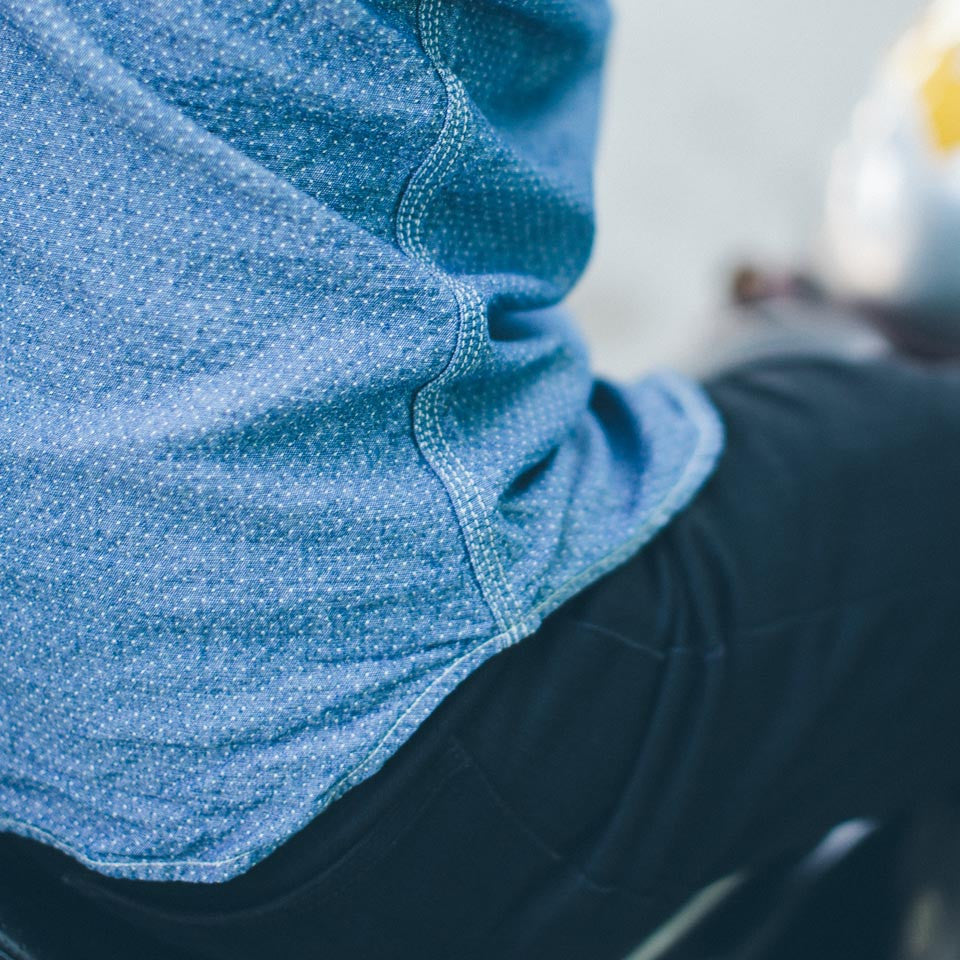 Indigo Jacquard Dot Utility Shirt