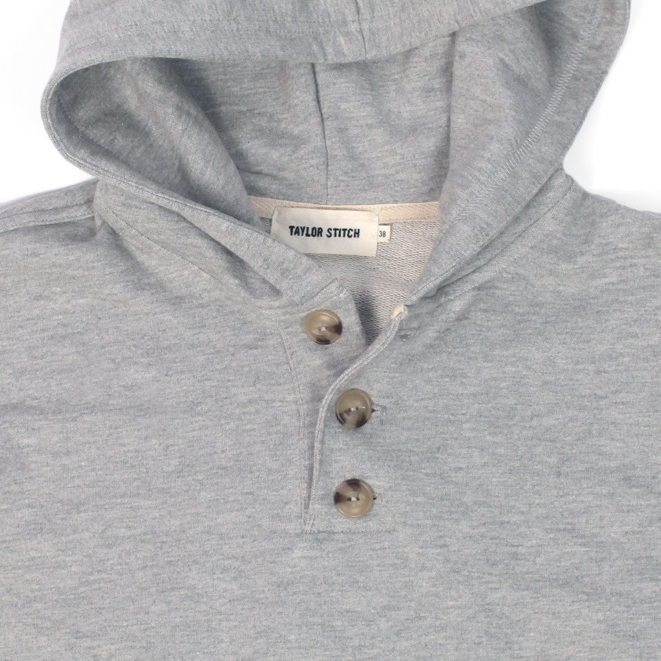 Heather Grey 3 Button Hooded Sweatshirt