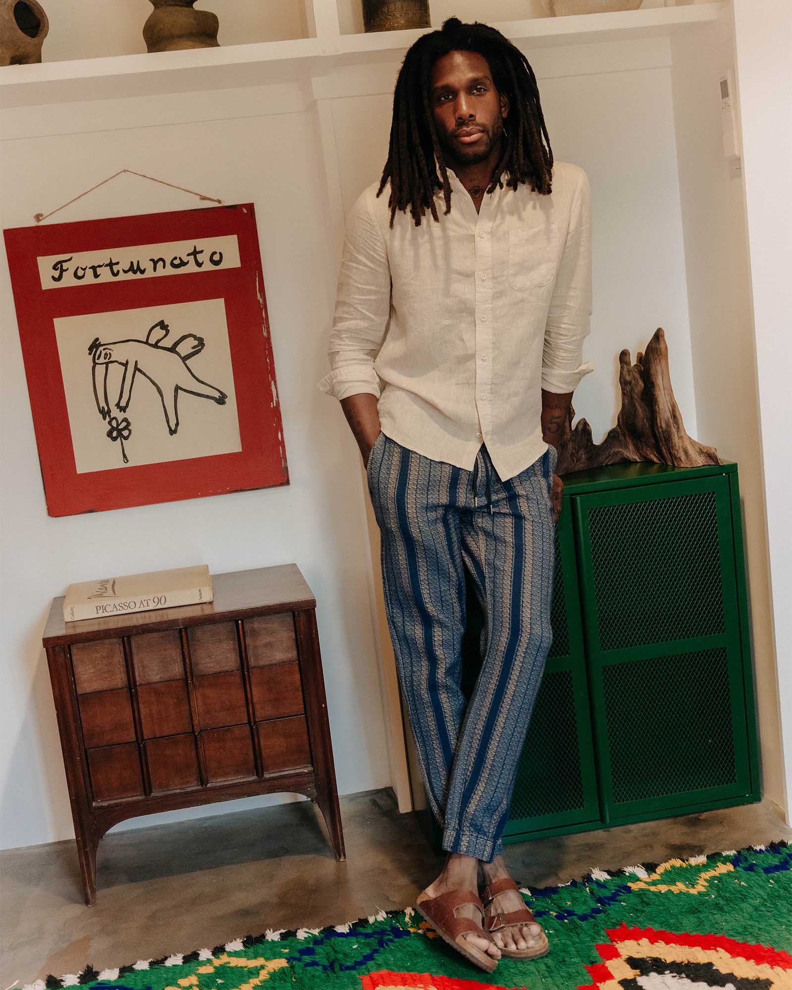 The Apres Pant in Marine Stripe