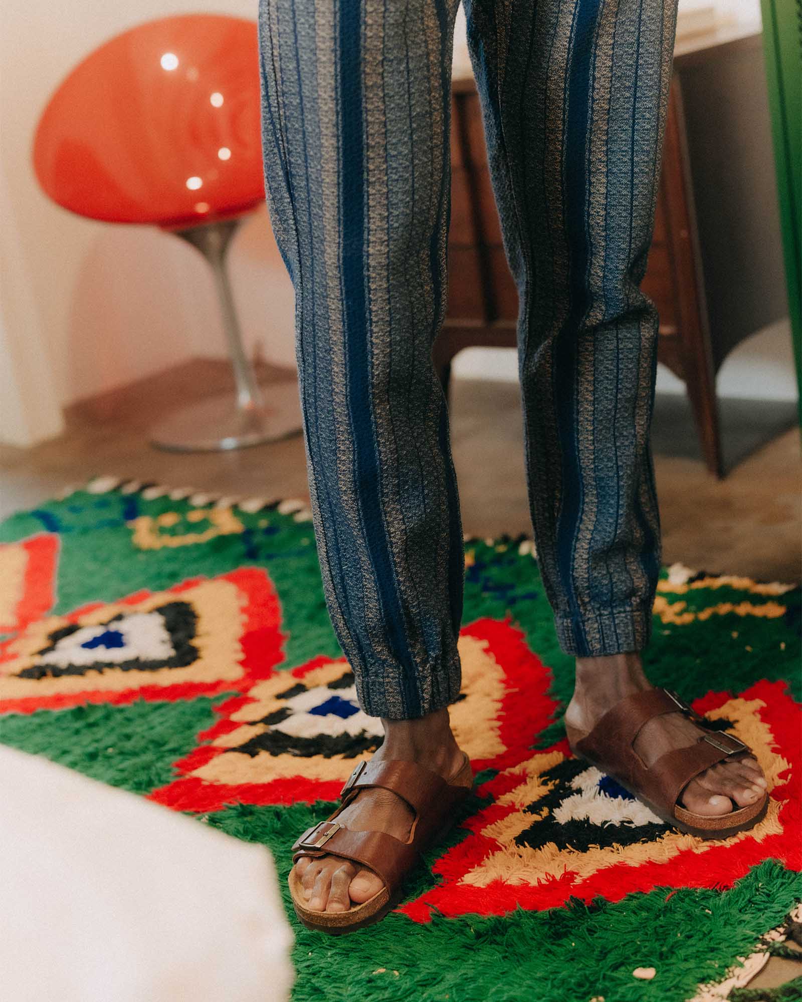 The Apres Pant in Marine Stripe