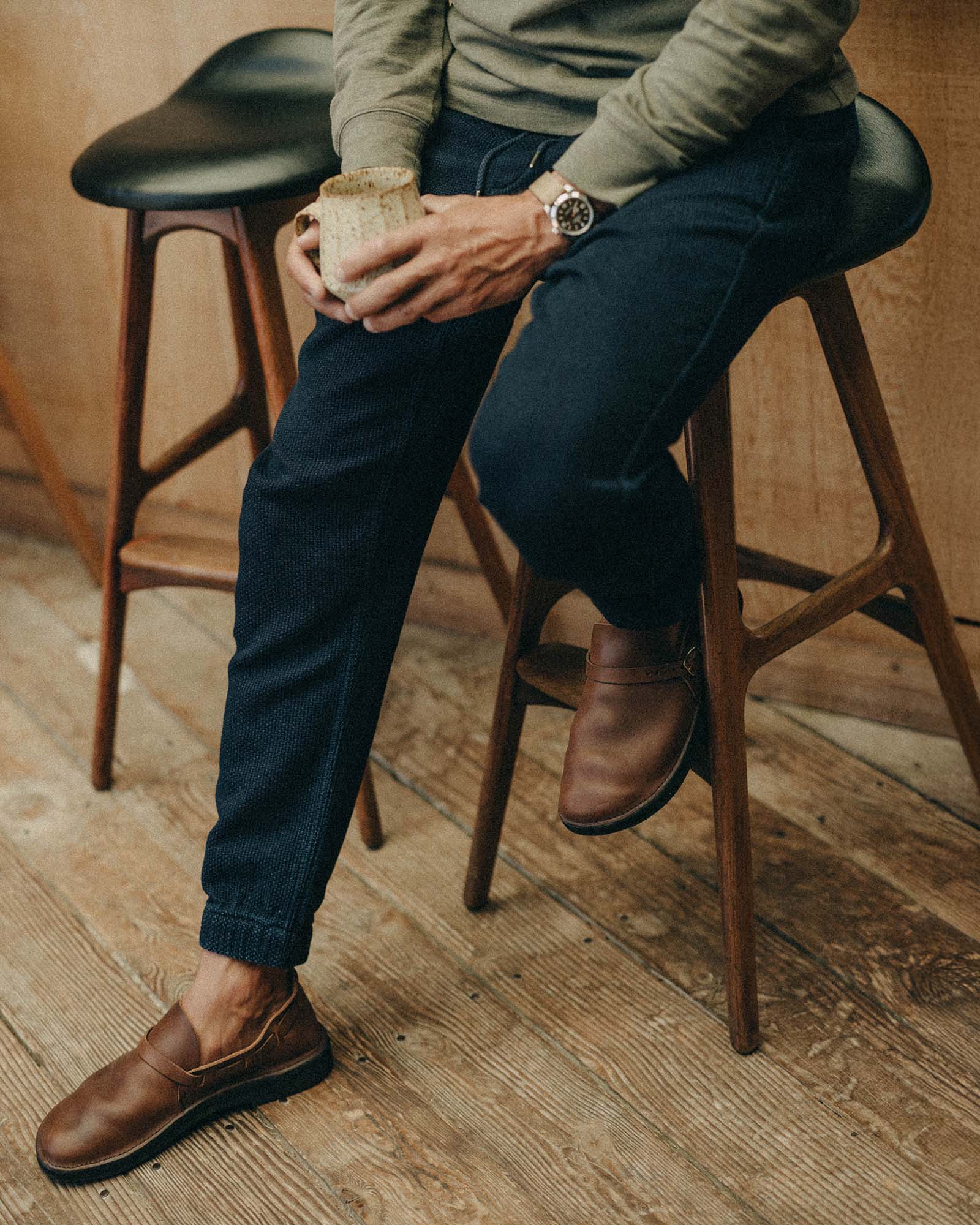 The Apres Pant in Rinsed Indigo Sashiko