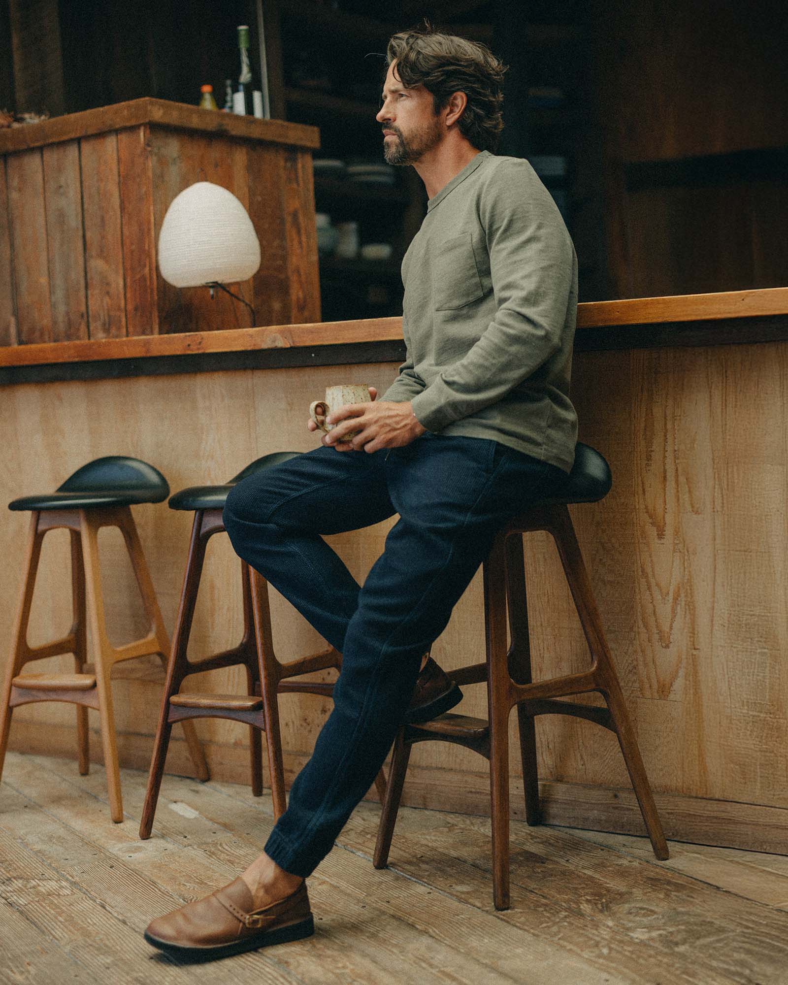 The Apres Pant in Rinsed Indigo Sashiko