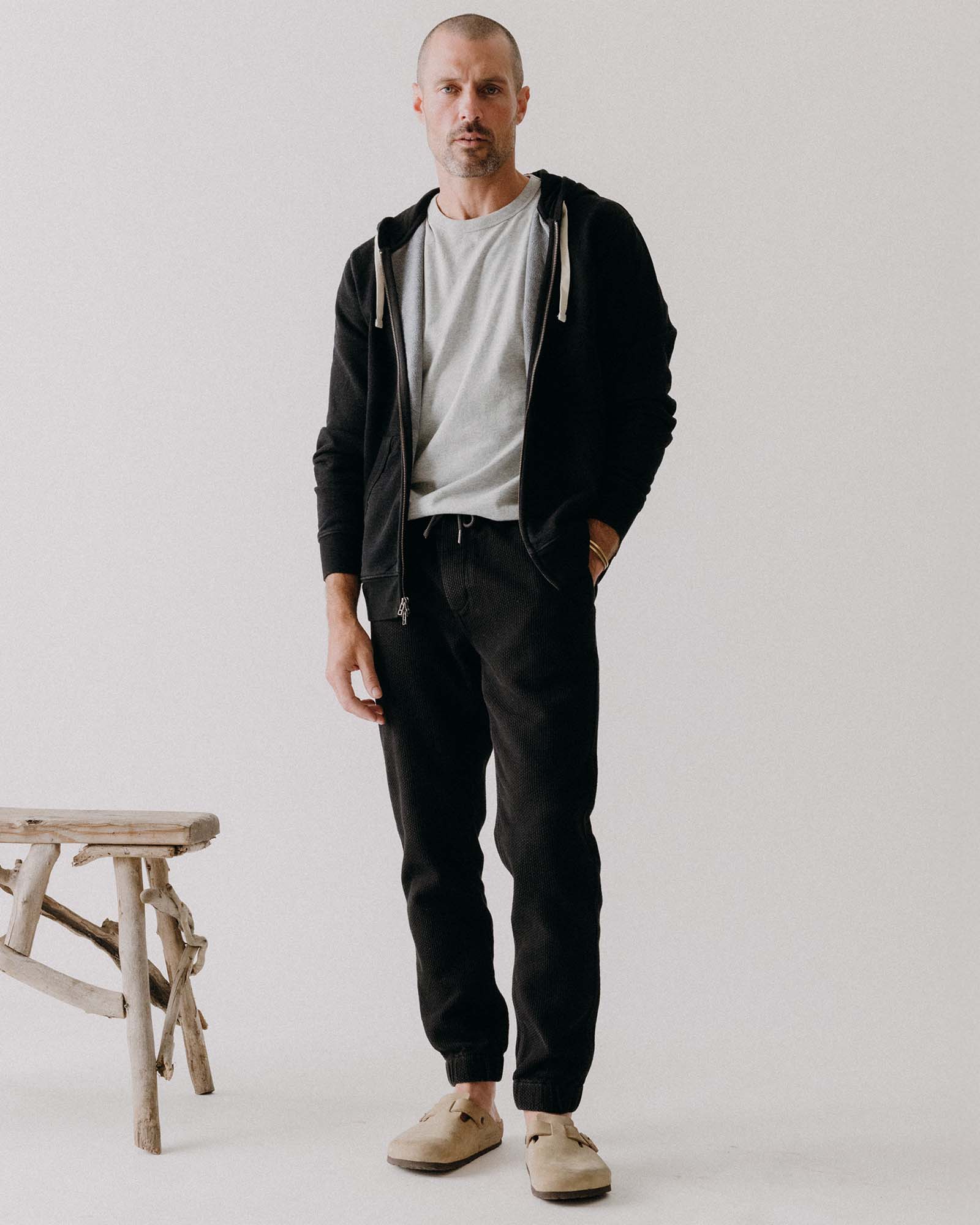 The Apres Pant in Black Indigo Sashiko