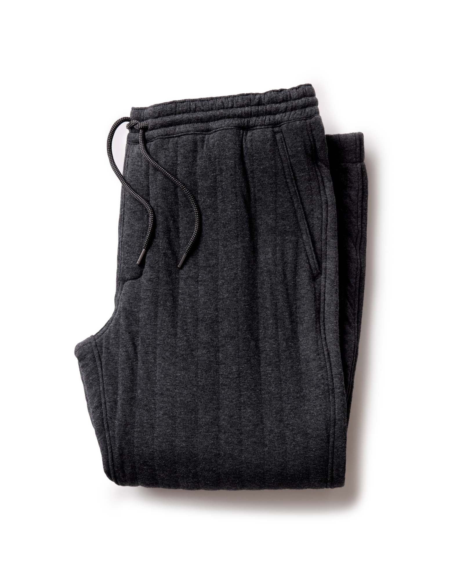 The Apres Pant in Heather Coal Quilted Jersey