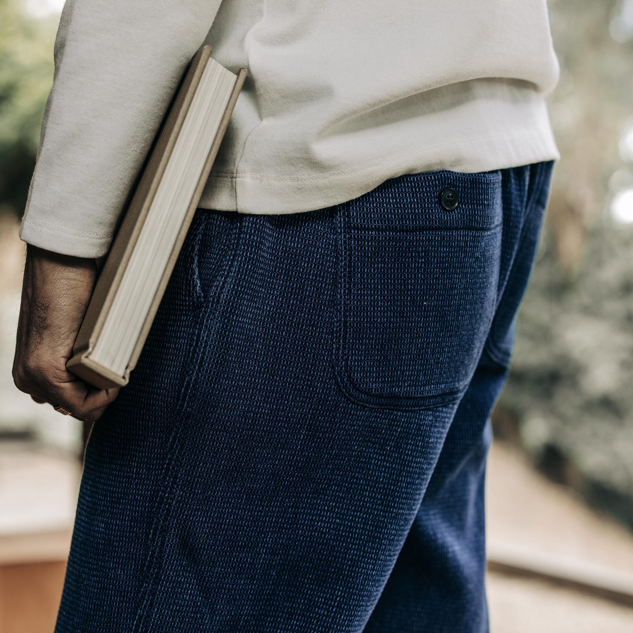 The Apres Pant in Indigo Waffle