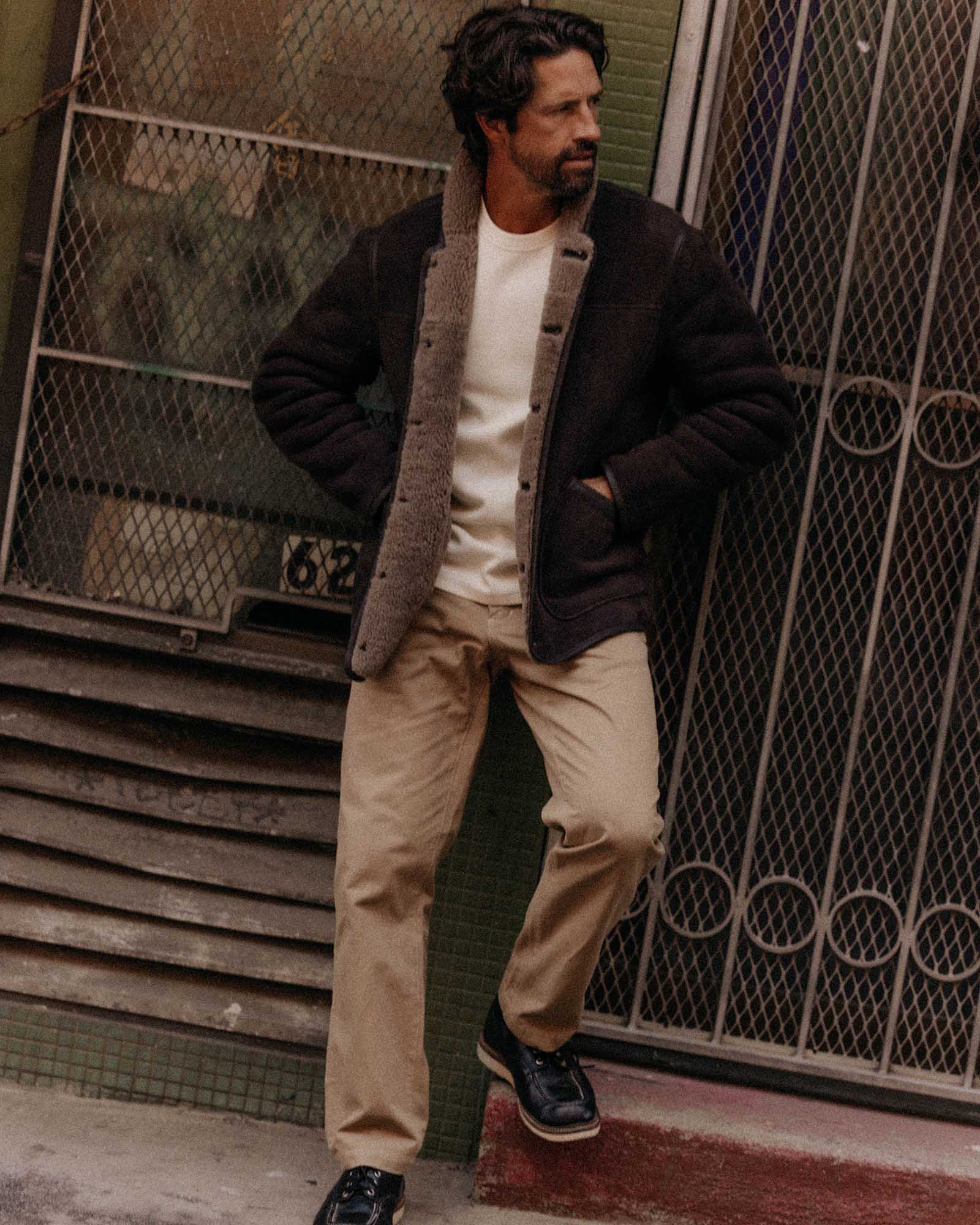 The Coleman Jacket in Dark Chocolate Shearling Suede